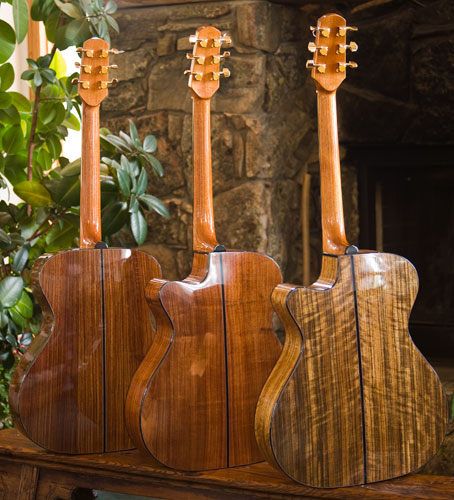 Photo of Jumbo OM guitars - back view.